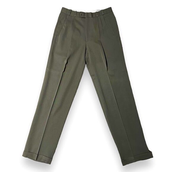 🔴2 for 60🔴 BACHRACH pants green wool folded hem size 32 34